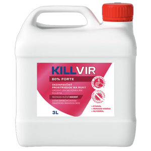 KillVir Forte (80%) 3 litre - Univerzálny liehový dezinfekčný prostriedok ktorý nevysuší Vašu pokožku